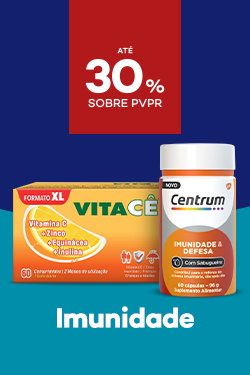 Suplementos sistema imunitário com destaque promocional de até 30% sobre preço de Venda ao Público Recomendado